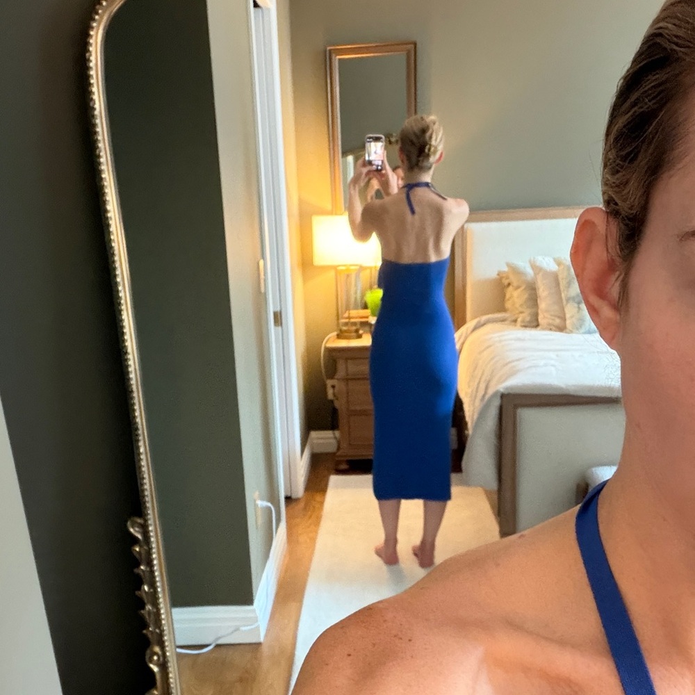 Solid and Striped Royal Blue Cutout Halter Midi Dress (Size XS/S) - Picture 2 of 3